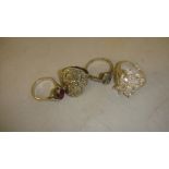 4 x silver & paste rings