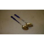 2 x silver and enamelled teaspoons (with losses) 20 g
