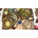 Box of assorted brassware