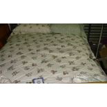 Floral decorated bed linen, bedspread, pelmet etc.