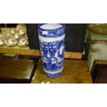 Reproduction blue and white umbrella stand