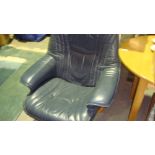 Blue leather Ekornes style armchair