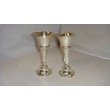 Pair of solid silver trumpet shape vases Birm.