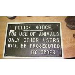 Cast iron sign Police Notice