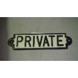 Cast iron sign : Private