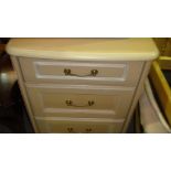 Modern faux painted wood bedroom set including 2 x bedside chest and chest of drawers