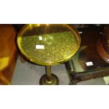 Brass and inlaid metal niello work style tazza / table