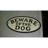 Cast iron sign : Beware of the Dog