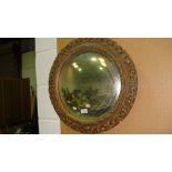 Vintage gilt frame convex wall mirror