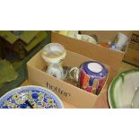 2 x boxes of assorted china & tin glazed plate