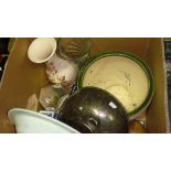 Box of decorative china plated fruit bowl etc.