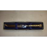 20th century silver handled cake knife in presentation box