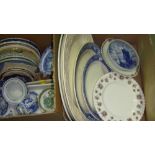 2 x boxes of decorative blue and white china including Spode