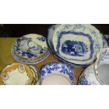 Decorative blue and white china, jugs & plates etc.