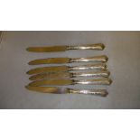 Set of six silver handled butter knives marks rubbed but discernable Sheffield 1905 John Batt