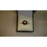 9 ct gold ring set with garnet and opals 2 g size 50