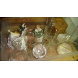 Royal Doulton figurine, assorted glassware, wooden boxes etc.