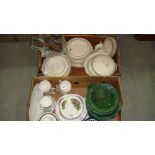 2 boxes of china : majolica plates, dinner service,