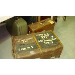 VIntage steamer trunk & 3 x suitcases