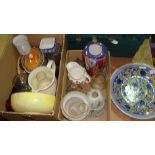 2 x boxes of assorted china & tin glazed plate