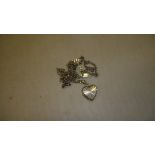 20th century silver heart shape photo locket on chain 8 g