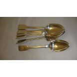 Set of six Irish silver dessert spoons Dublin 1852 maker JS 245 g
