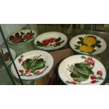 Set of six Wemyss dishes decorated with fruit