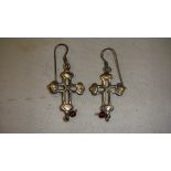 Pair of silver cross design earrings 7 g