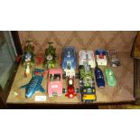 12 assorted die cast toy cars : Dinky Thunderbirds included