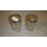 Cut glass silver lidded pepper pot and dressing table jar