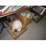 3 x boxes of decorative china, kitchenware, wine table etc.