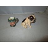 Royal Doulton Bulldog Puppy figure & miniature Mr Pickwick