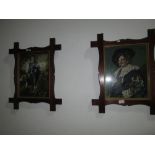 Pair of oak frame tapestries