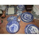 Assorted blue and white china etc.