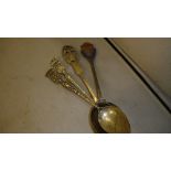 2 x continental silver teaspoons & 2 others