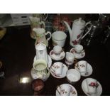 Decorative coffee set graduated jugs, glassware etc.