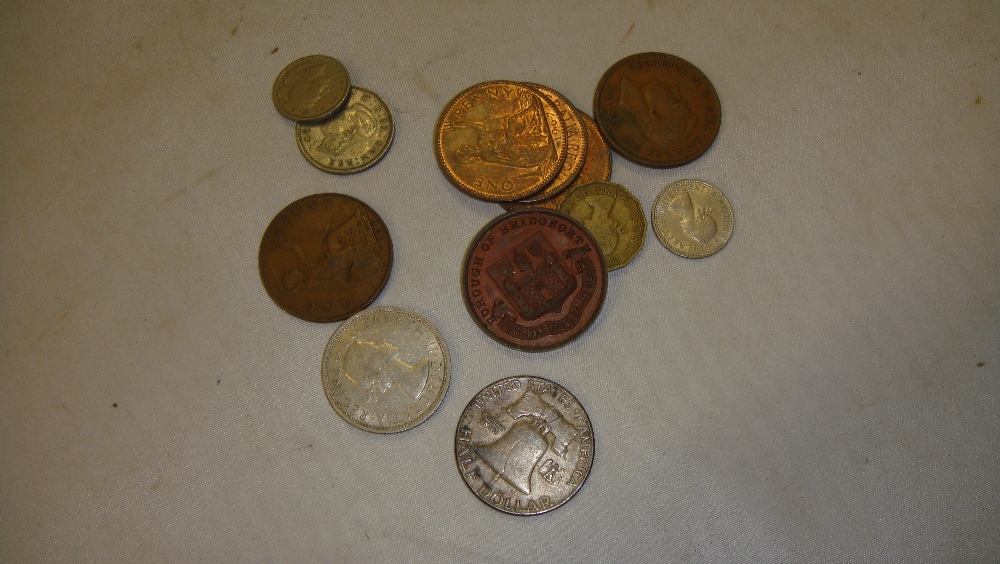 Coins : USA half Dollar 1950, 1951 sixpence,