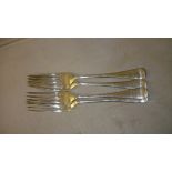 Set of four silver forks Sheffield 1899 Walker & Hall 214 g