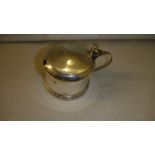 Silver mustard pot with blue glass liner Birm.