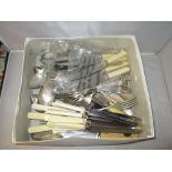 Box of silver plated & bone handle cutlery