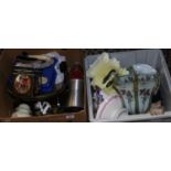 Two boxes of miscellaneous including ceramics and glass Ridgways and Royal Doulton etc.