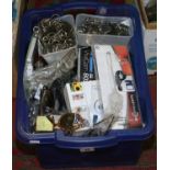 A box of miscellaneous items to include sun glasses, cameras, cables etc.