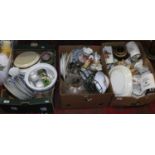 Three boxes of mixed miscellaneous ceramics and glass to include Ringtons, Sylvac and Cauldon etc.