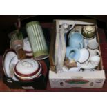 Two boxes of miscellaneous ceramics to include tureens, teapot, cups, saucers etc.