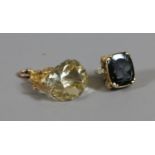 A 9ct gold swivel fob set with a citrine assayed Birmingham 1920 and a modern 9ct gold black onyx