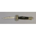 A locking folding dirk with shaped clip by Stan Shaw of Sheffield with buffalo horn scales,