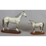 Two Beswick connoisseur models of dapple grey horses the hunter and Arab both raised on mahogany