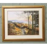 Ian Price a gilt framed watercolour depicting Calver in the Peak District National Park, signed.