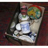 A box of collectables to include operatic binoculars, vintage paper weight, Hornsea Fauna,