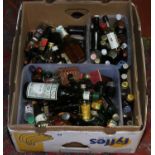 A box of mixed alcohol miniatures.